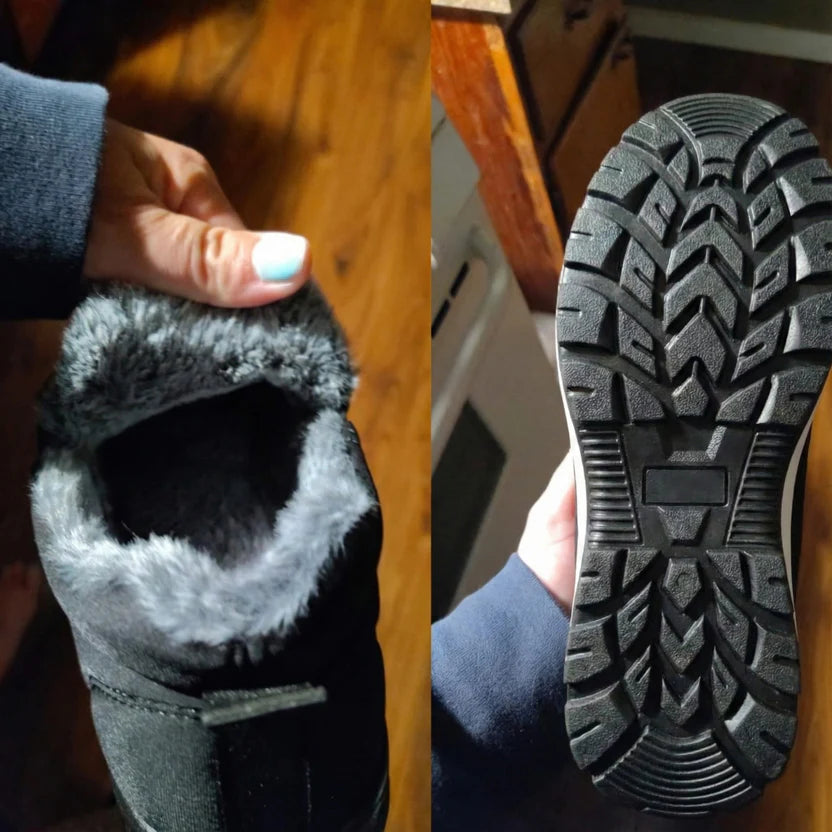 Faux fur lining and grip sole