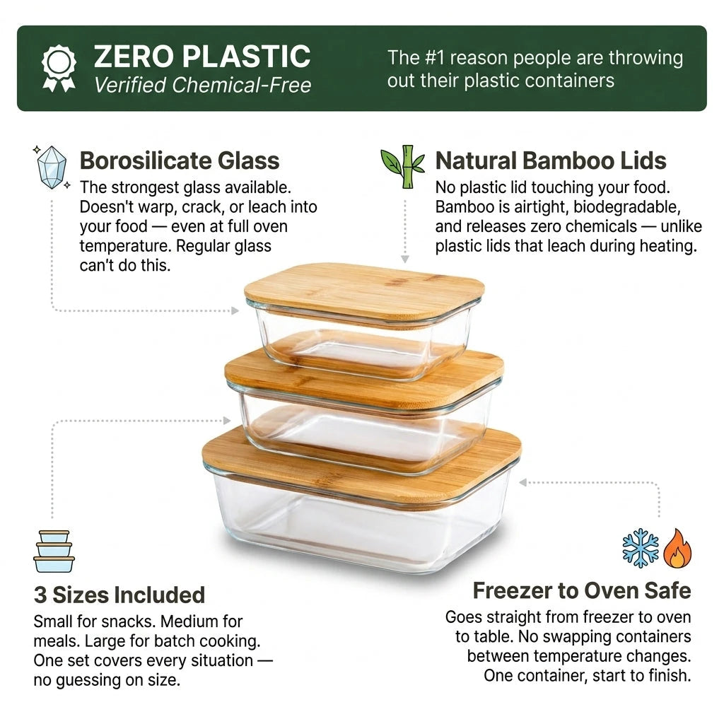 Borosilicate glass and bamboo lids